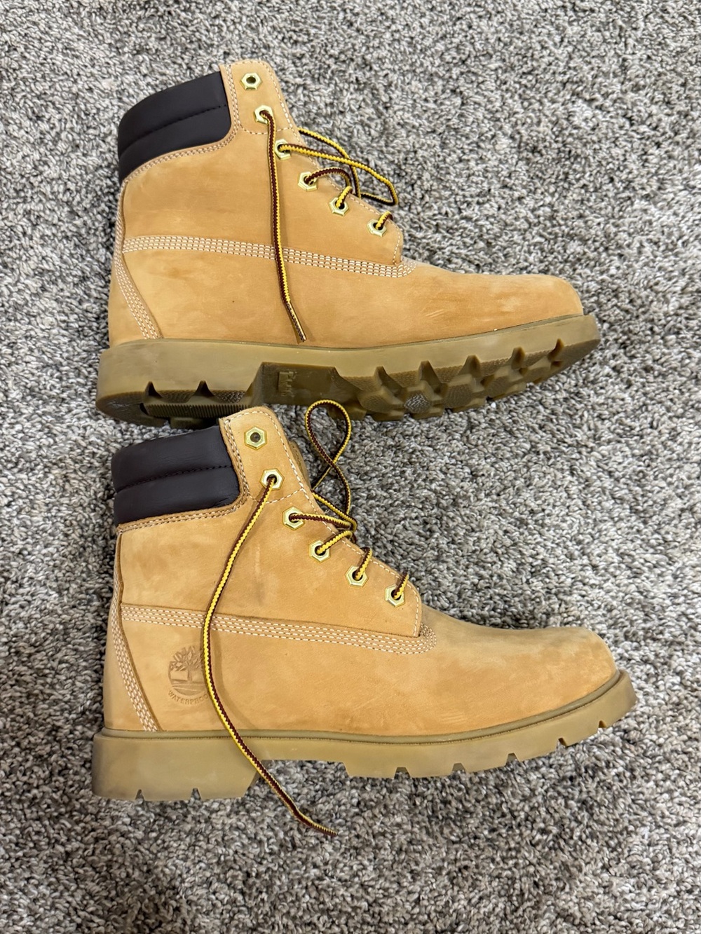 Timberland Classic 6-Inch Waterproof Boots in Wheat Nubuck.